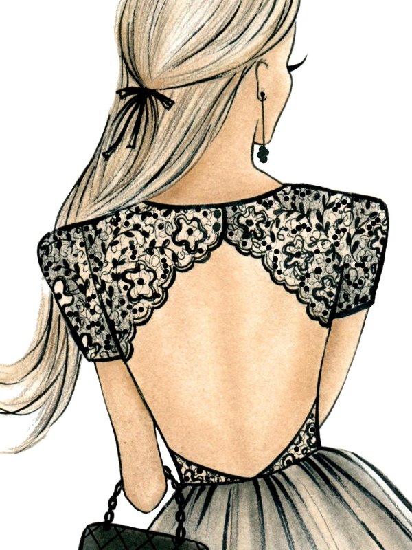 Девушек со спины нарисованные