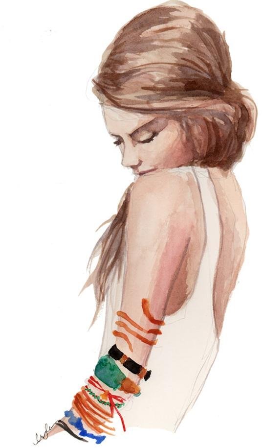 Девушек со спины нарисованные