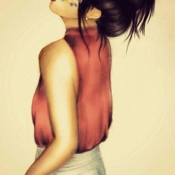 Девушек со спины нарисованные