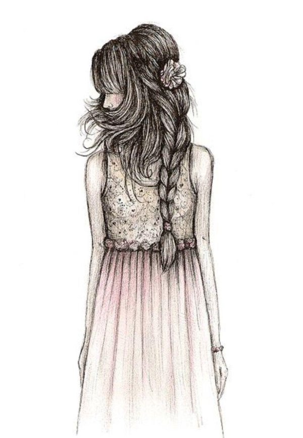 Девушек со спины нарисованные