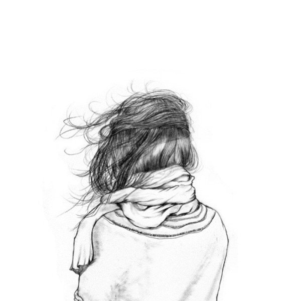 Девушек со спины нарисованные