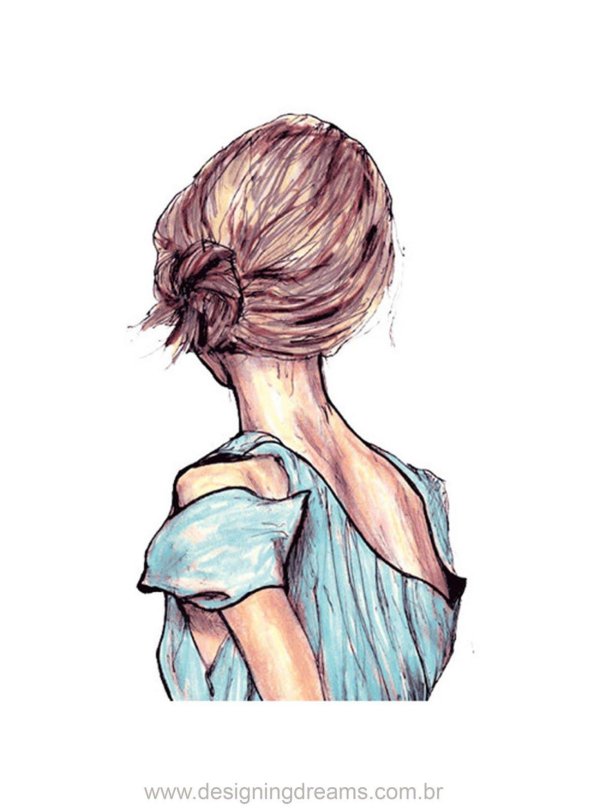 Девушек со спины нарисованные