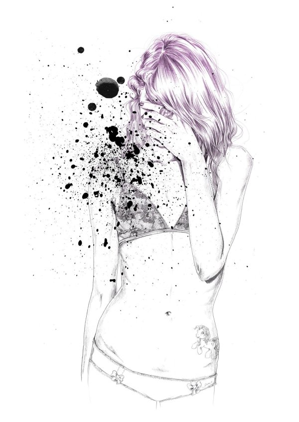 Девушек со спины нарисованные