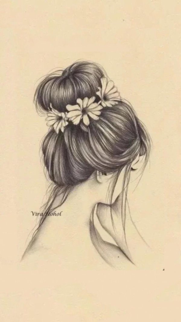 Девушек со спины нарисованные