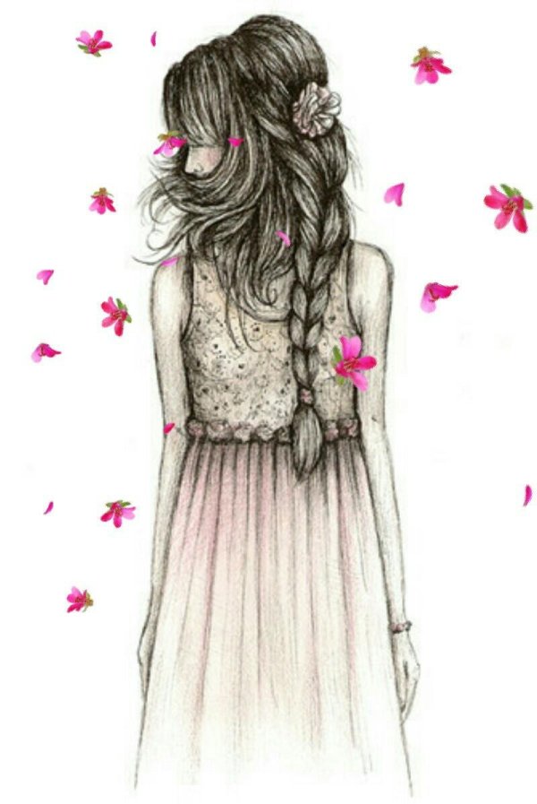 Девушек со спины нарисованные