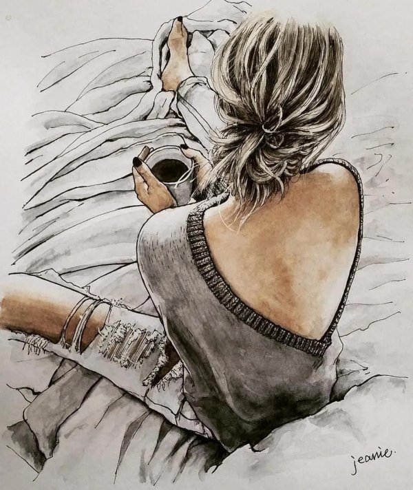 Девушек со спины нарисованные