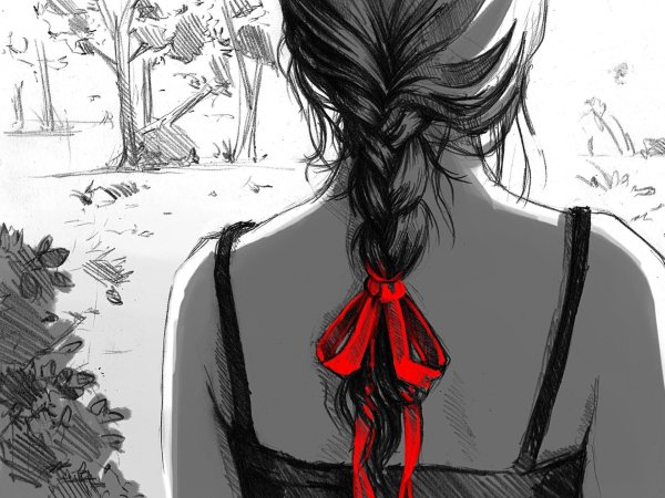 Девушек со спины нарисованные