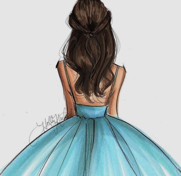 Девушек со спины нарисованные