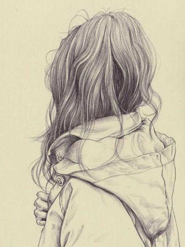Девушек со спины нарисованные