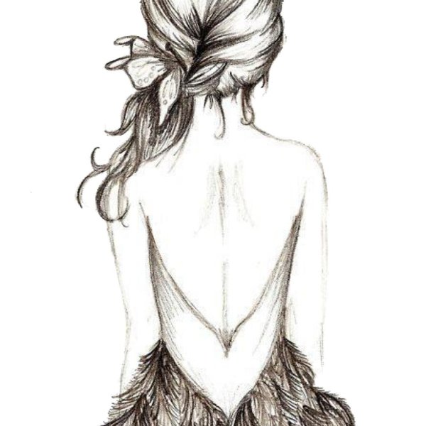 Девушек со спины нарисованные