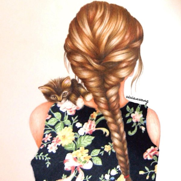 Девушек со спины нарисованные