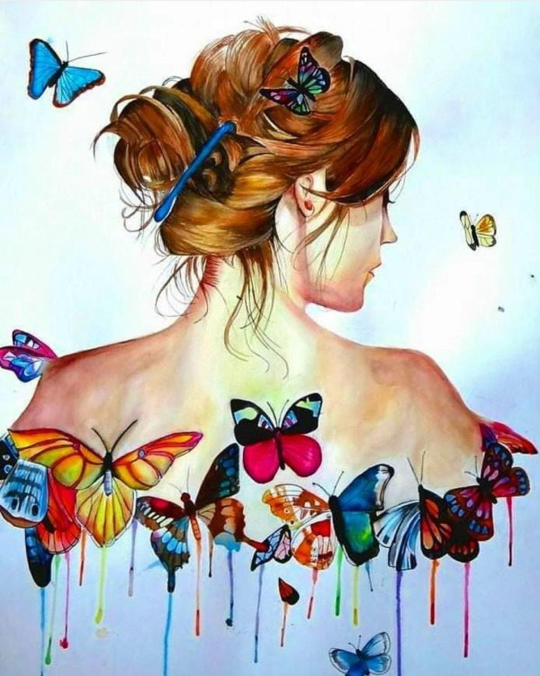 Девушек со спины нарисованные