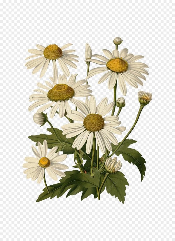 Ромашки на прозрачном фоне