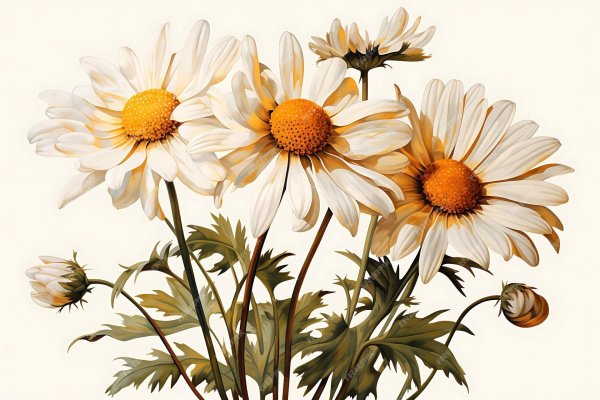 Ромашки на прозрачном фоне