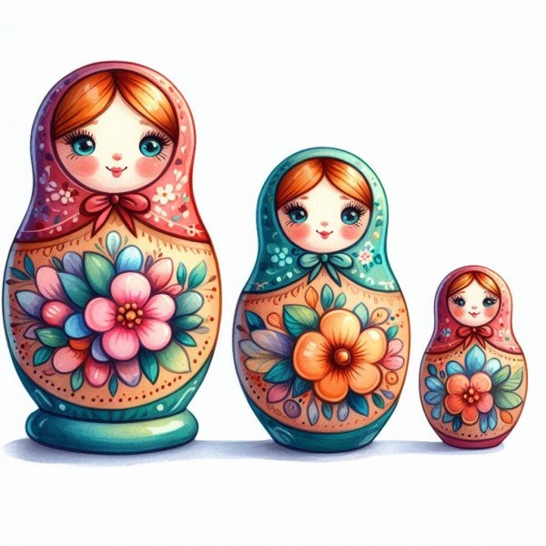 Матрешка для детей нарисованные цветные