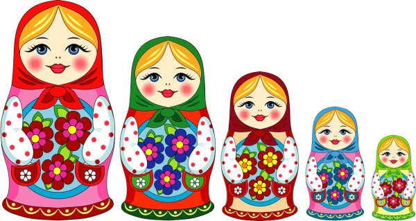 Матрешка для детей нарисованные цветные