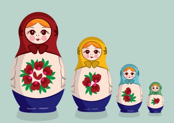 Матрешка для детей нарисованные цветные