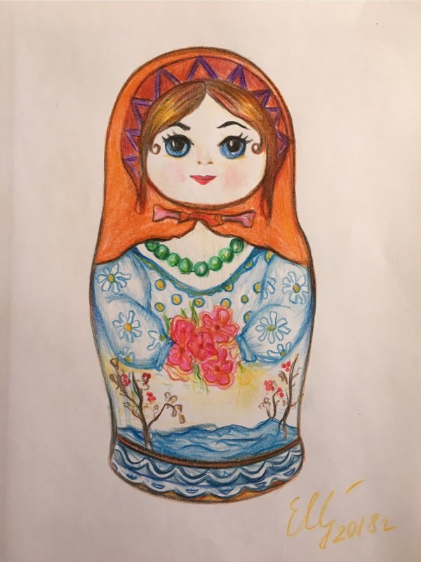 Матрешка для детей нарисованные цветные