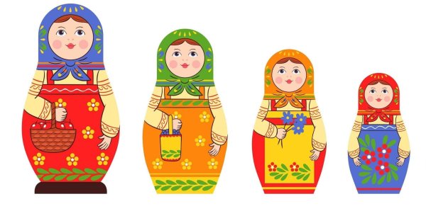 Матрешка для детей нарисованные цветные