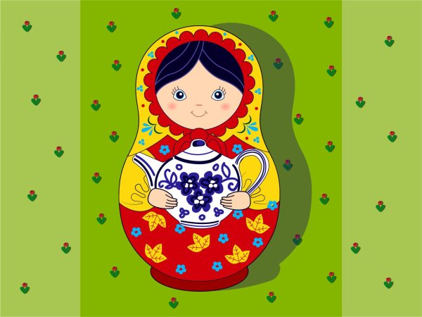 Матрешка для детей нарисованные цветные