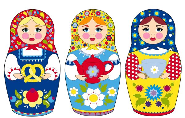 Матрешка для детей нарисованные цветные