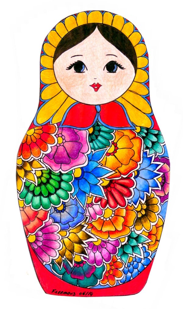 Матрешка для детей нарисованные цветные