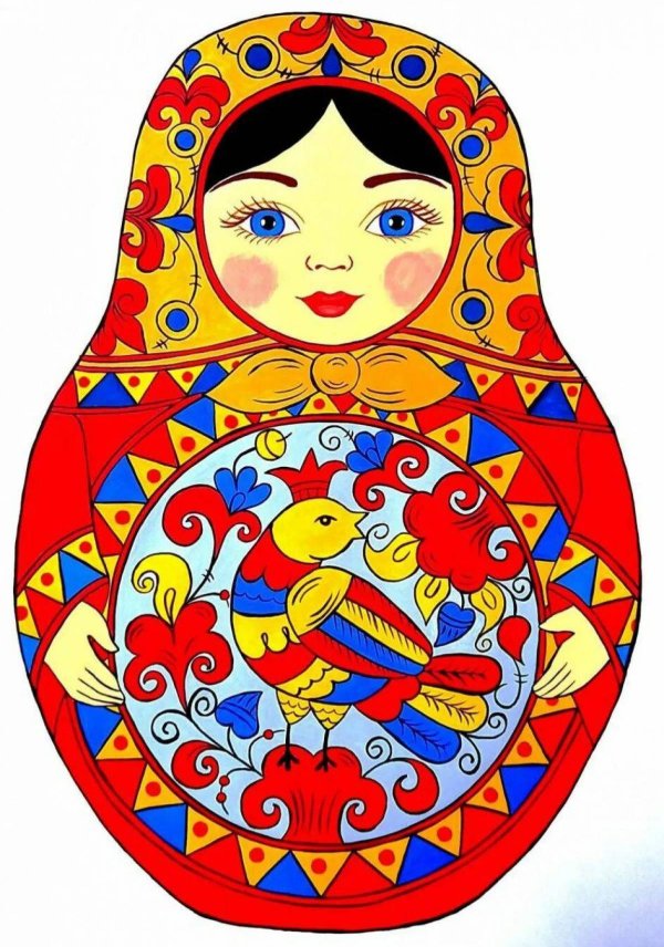 Матрешка для детей нарисованные цветные