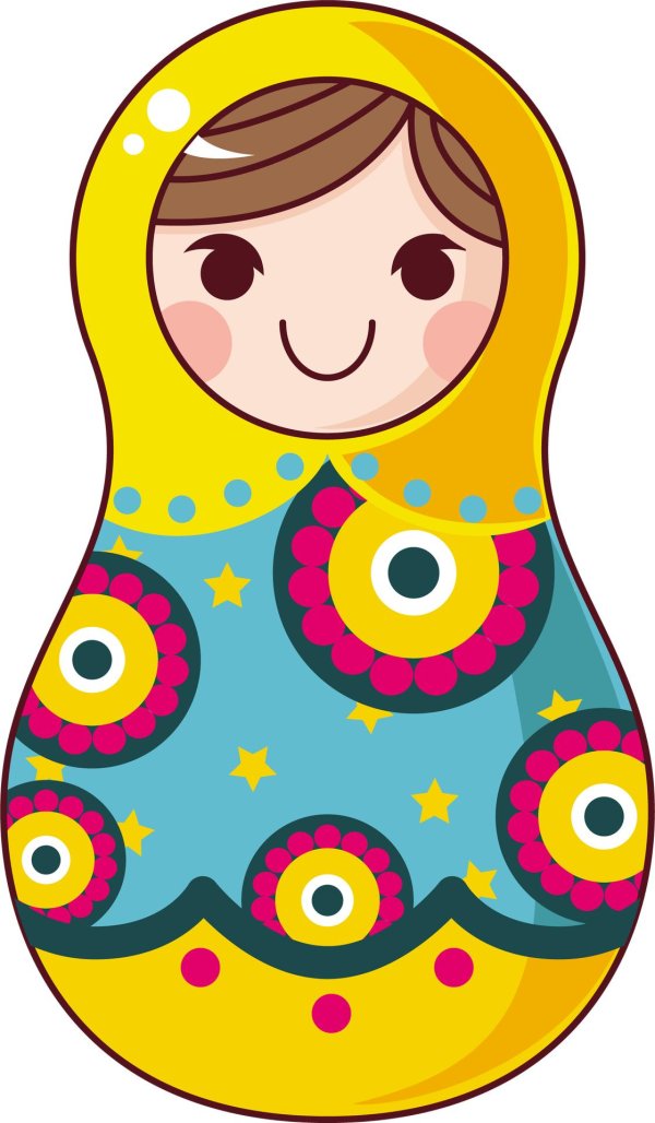 Матрешка для детей нарисованные цветные