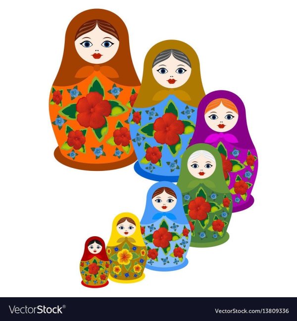 Матрешка для детей нарисованные цветные