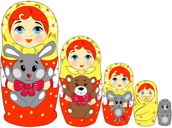Матрешка для детей нарисованные цветные