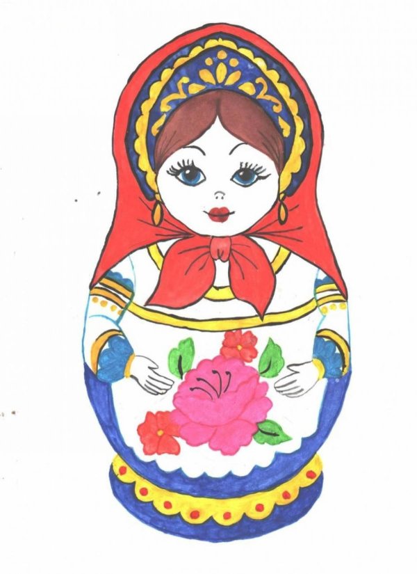 Матрешка для детей нарисованные цветные