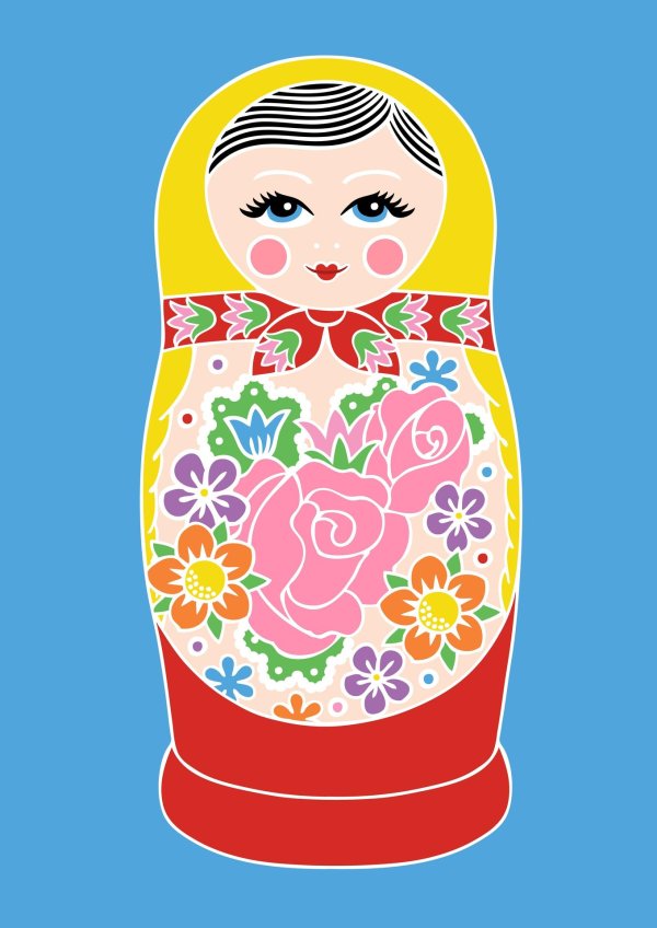Матрешка для детей нарисованные цветные