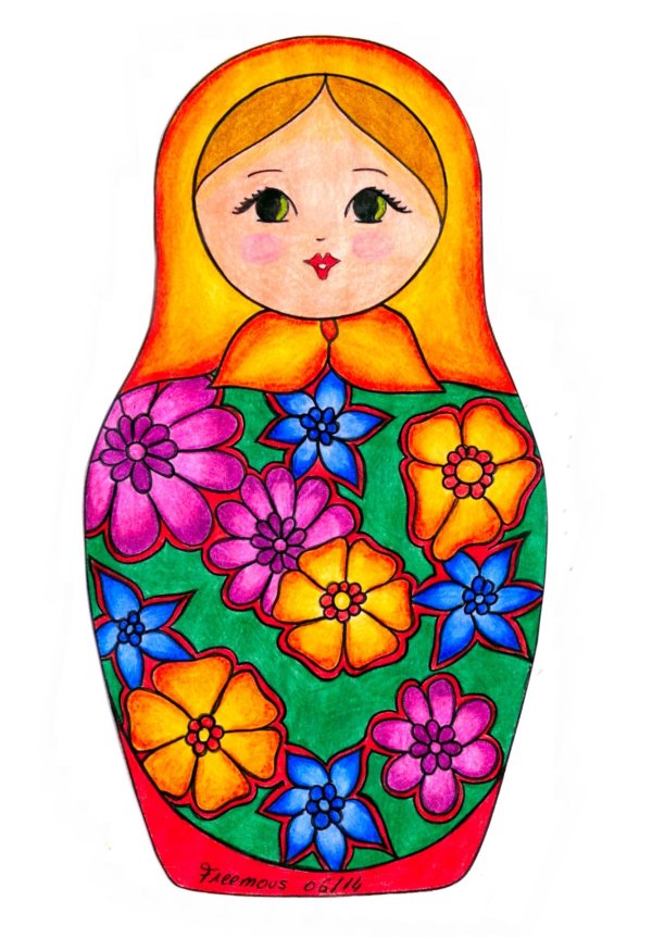 Матрешка для детей нарисованные цветные