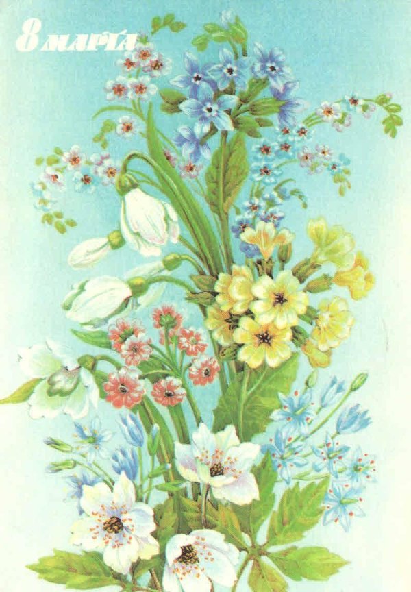 советские открытки цветы