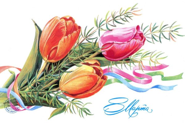 открытка с тюльпанами