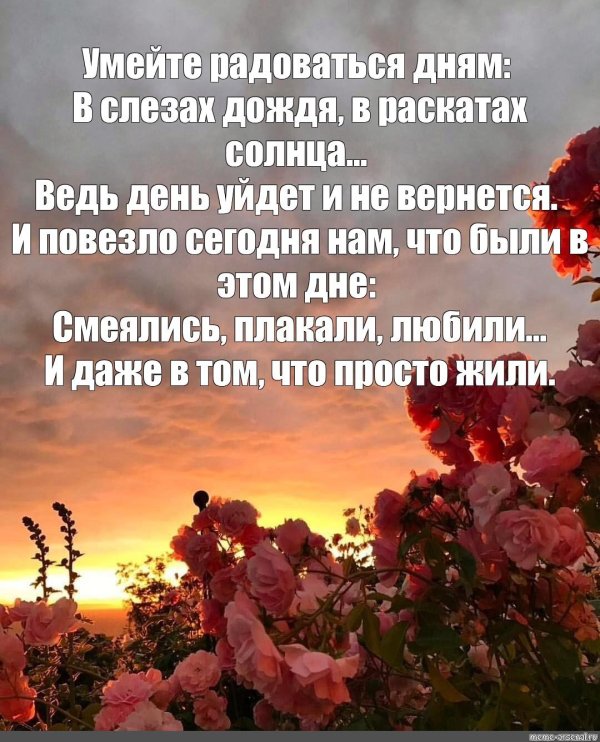 Радуйтесь жизни и каждому дню с надписью