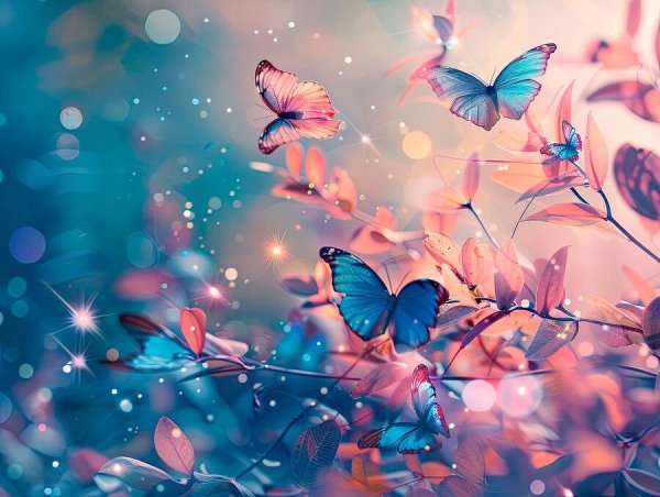 С цветами и бабочками и комплиментами женщине