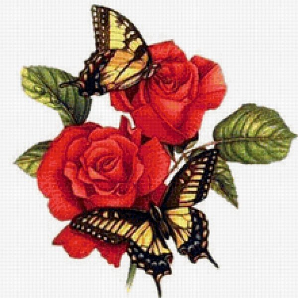 вышивка роза