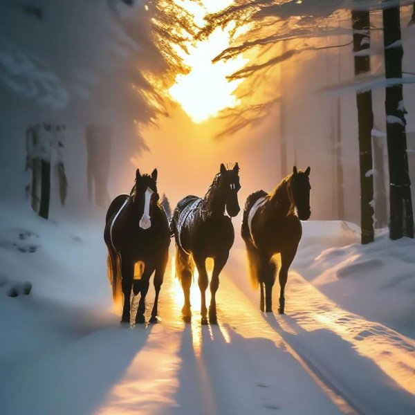 Лошади зимой