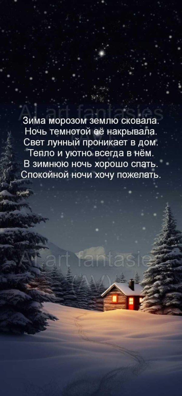 Ночь зима с надписями