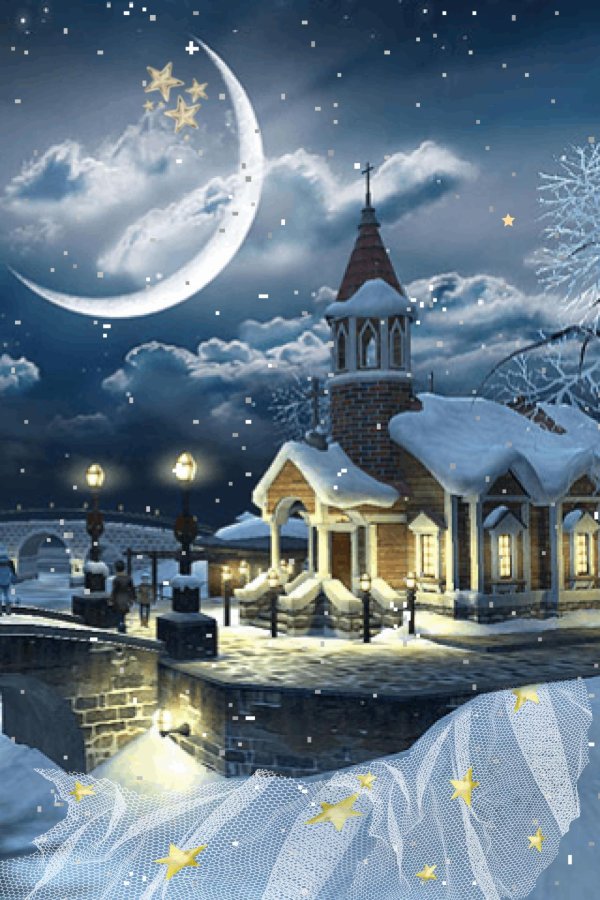 Ночь зима с надписями