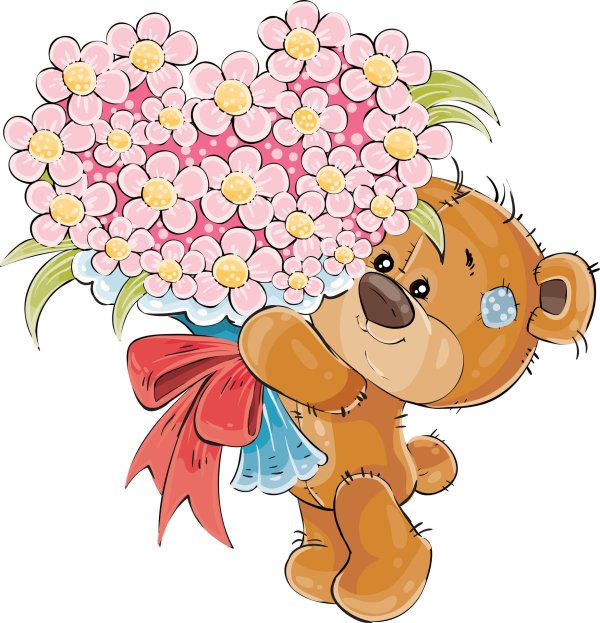 медведь с цветами