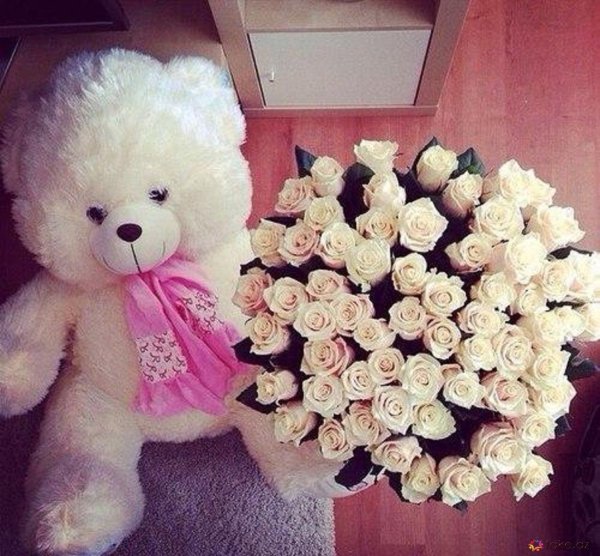 цветы с мишкой