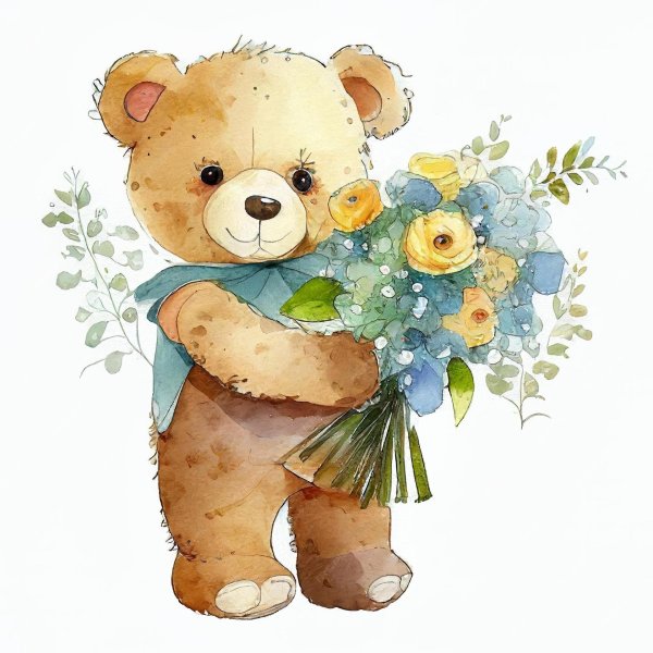 медвежонок с цветами