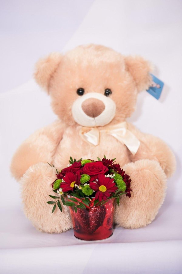 цветы с мишкой