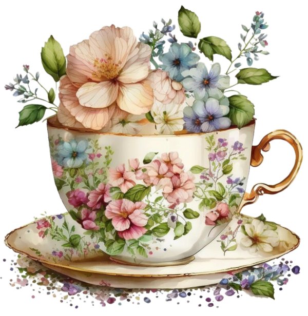 чашка с цветами иллюстрация