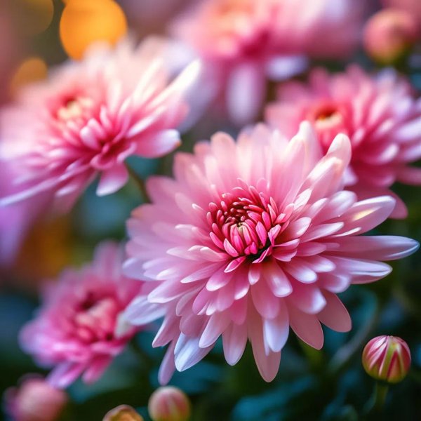 розовые хризантемы