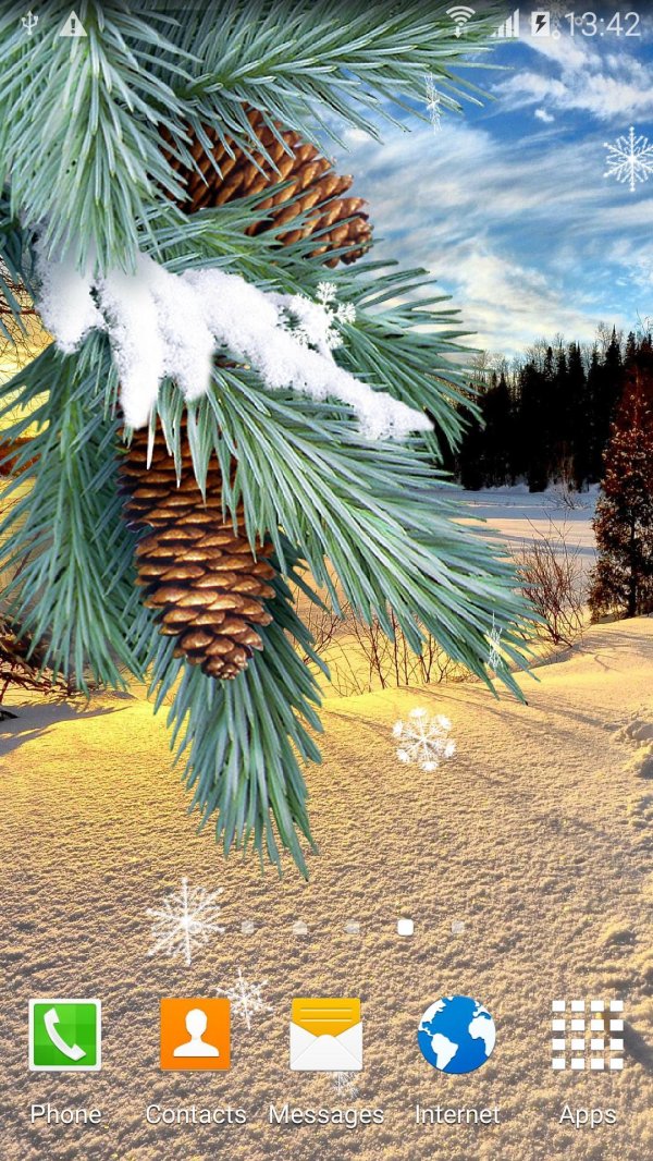 На экран телефона зима