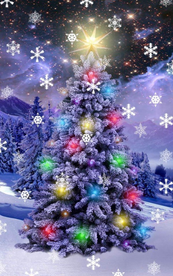 На экран телефона зима