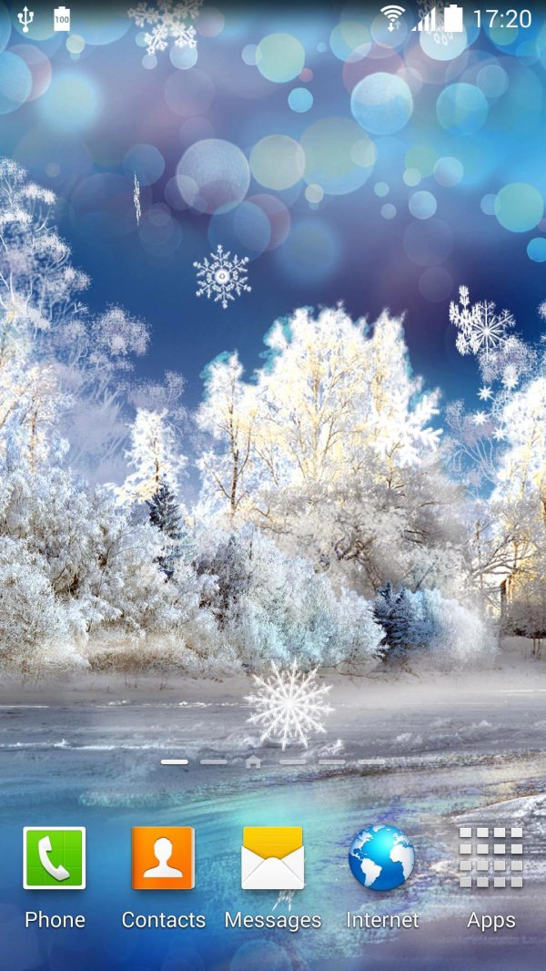 На экран телефона зима